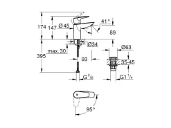 New Grohe QuickFix Waschtischarmatur Start Edge S Energie-Spar-Funktion 32 mm 1 1/4