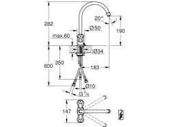 Clearance Grohe Spültisch-Einlochbatterie Costa Chrom