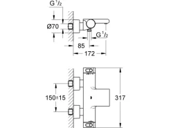 Grohe Einhebelmischer<Thermostat-Wannenbatterie Grohtherm 2000 DN 15