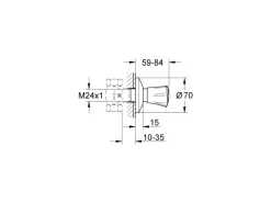 Grohe UP-Ventil Oberbau Costa Chrom Markierung rot mit Schubrosette< Wandauslaufventil|Ersatzteile Küchenarmatur