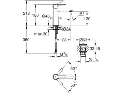 Grohe Waschbeckenarmatur Lineare S-Size Chrom< Einhebelmischer