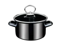 GSW Pfannen<Fleischtopf Profi Black Star mit Glasdeckel 16Cm