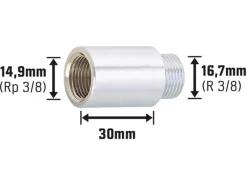 Online Hahnverlängerung 14,9 mm (Rp 3/8) x 16,7 mm (R 3/8) Messing Verchromt 30 mm
