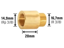 Sale Hahnverlängerung 14,9 mm (Rp 3/8) x 16,7 mm (R 3/8) Messing 20 mm