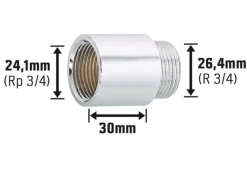 Zubehör Für Küchenarmatur|Ersatzteile Küchenarmatur<Hahnverlängerung 24,1 mm (Rp 3/4) x 26,4 mm (R 3/4) Messing Verchromt 30 mm