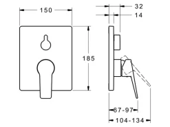 Hansa Ersatzteile Küchenarmatur<Einhand-Wannen-Funktionseinheit mit Sicherungseinrichtung TWIST Rosette eckig in Chrom