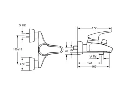 Hansa Einhebelmischer<Wannenfüll- und Brausebatterie Einhebelmischer Mix 0174 Chrom