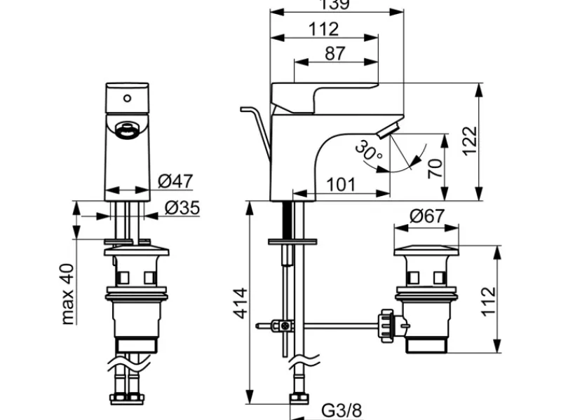 Hansa Waschtischbatterie Einhebelmischer Basic 5540 Chrom< Einhebelmischer