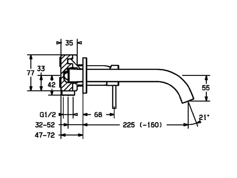 Hansa Waschtisch-Einhand-Wandbatterie 22,5 cm PUBLIC in Chrom< Einhebelmischer