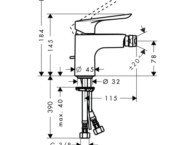 Hansgrohe Einhebel-Bidetmischer Logis E mit Zugstangen-Ablaufgarnitur Chrom< Einhebelmischer
