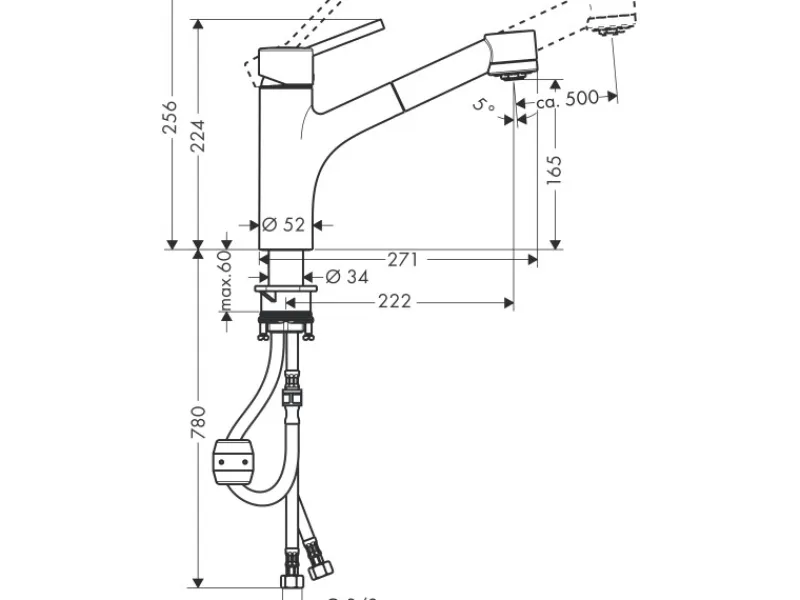 Hansgrohe Einhebel-Küchenarmatur Talis S mit Ausziehbrause Chrom< Einhebelmischer