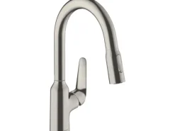 Hansgrohe Einhebel-Küchenmischer m. Ausziehbrause M429-H180 Edelstahl Finish< Einhebelmischer