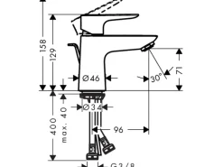 Hansgrohe Einhebelmischer<Einhebel-Waschbeckenarmatur Talis E 80mm mit Zugstangen-Ablaufgarnitur