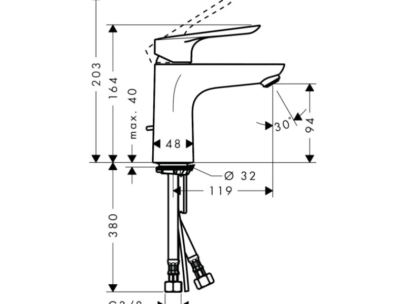 Hansgrohe Einhebelmischer<Einhebel-Waschtischarmatur Logis E 100 mm Chrom mit Zugstangen-Ablauf