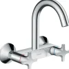 Hansgrohe Wandauslaufventil<2-Griff Küchearmatur Logis Classic Wandmontage Highspout Chrom