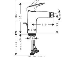 Hansgrohe Einhebelmischer<Logis Einhebel-Bidetmischer 100 mit Zugstangen-Ablaufgarnitur Chrom