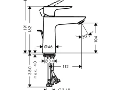 New Hansgrohe Talis E Einhebel-Waschtischmischer 110 mit Zugstangen-Ablaufgarnitur B