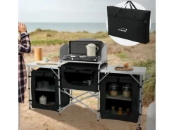 HAUKI Camping Küche Schwarz Campingschrank Faltbar mit Tragetasche< Kochfelder