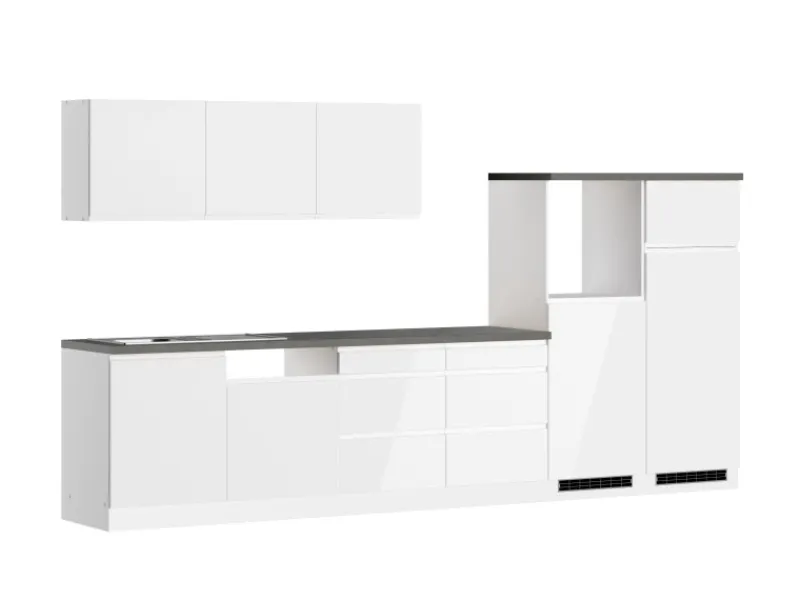 Held Möbel Kochfelder|Kühlschränke<Held Küchen Küchenzeile Gera 360 cm Weiß/Beton ohne E-Geräte