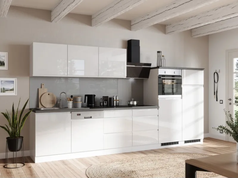 Best Held Möbel Held Küchen Küchenzeile Gera 360 cm Weiß/Beton mit E-Geräte