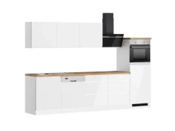 Online Held Möbel Held Küchen Küchenzeile Gera 300 cm Weiß/Wotan mit E-Geräten Induktion