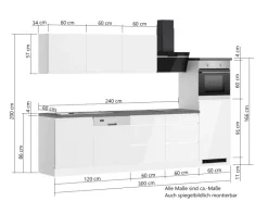 Online Held Möbel Held Küchen Küchenzeile Gera 300 cm Weiß/Wotan mit E-Geräten Induktion