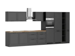 Held Möbel Held Küchen Küchenzeile Kempten 420 cm Grau/Graphit mit E-Geräten Induktion< Kochfelder|Herde