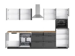 New Held Möbel Held Küchen Küchenzeile Kempten 300 cm Grau/Graphit mit E-Geräte