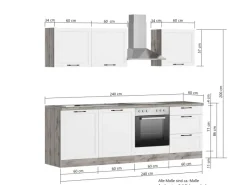 Held Möbel Einbauküchen<Held Küchen Küchenzeile Kempten 240 cm mit E-Geräten Graphit/Grau