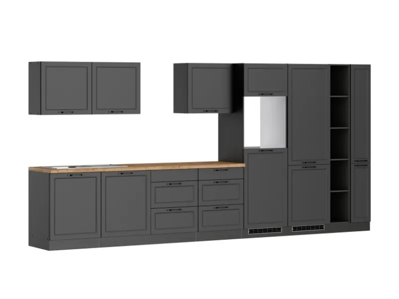 New Held Möbel Held Küchen Küchenzeile Kempten 420 cm Grau/Graphit ohne E-Geräte