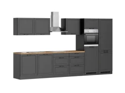Online Held Möbel Held Küchen Küchenzeile Kempten 360 cm Grau/Graphit mit E-Geräten autark Indukt.
