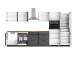 Online Held Möbel Held Küchen Küchenzeile Kempten 360 cm Grau/Graphit mit E-Geräten autark Indukt.