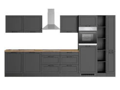 Held Möbel Einbauküchen<Held Küchen Küchenzeile Kempten 360 cm Grau/Graphit mit E-Geräten Induktion