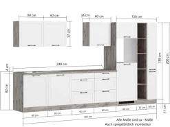 Held Möbel Einbauküchen<Held Küchen Küchenzeile Kempten 360 cm Grau/Graphit mit E-Geräten Induktion