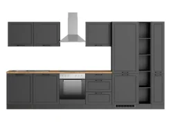 Outlet Held Möbel Held Küchen Küchenzeile Kempten 360 cm mit E-Geräten Graphit/Grau