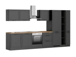 Outlet Held Möbel Held Küchen Küchenzeile Kempten 360 cm mit E-Geräten Graphit/Grau