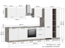Outlet Held Möbel Held Küchen Küchenzeile Kempten 360 cm mit E-Geräten Graphit/Grau