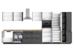 Held Möbel Held Küchen Küchenzeile Kempten 420 cm Grau/Graphit mit E-Geräte< Kühlschränke|Einbauküchen