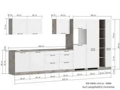 Held Möbel Held Küchen Küchenzeile Kempten 420 cm Grau/Graphit mit E-Geräte< Kühlschränke|Einbauküchen
