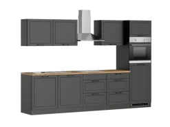 Discount Held Möbel Held Küchen Küchenzeile Kempten 300 cm Grau/Graphit mit E-Geräten Induktion