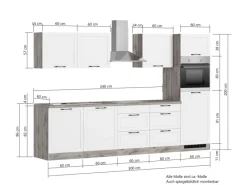 Discount Held Möbel Held Küchen Küchenzeile Kempten 300 cm Grau/Graphit mit E-Geräten Induktion