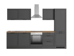 Best Held Möbel Held Küchen Küchenzeile Kempten 300 cm mit E-Geräten Graphit/Grau