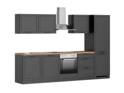 Best Held Möbel Held Küchen Küchenzeile Kempten 300 cm mit E-Geräten Graphit/Grau