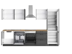 Best Held Möbel Held Küchen Küchenzeile Kempten 300 cm mit E-Geräten Graphit/Grau