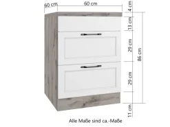 Held Möbel Kochfelder<Held Küchen Kochfeldschrank Kempten 60 cm Weiß/Wotan