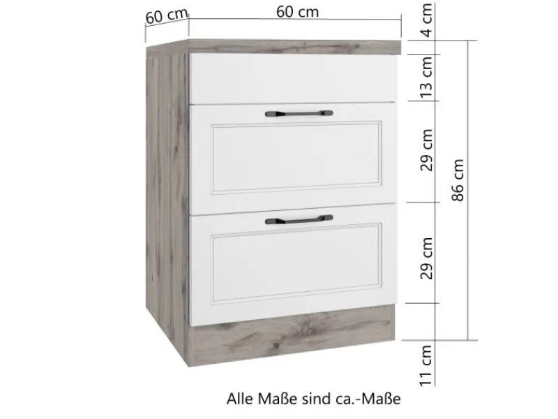 Held Möbel Kochfelder<Held Küchen Kochfeldschrank Kempten 60 cm Weiß/Wotan