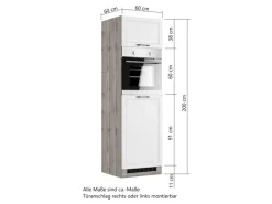 Held Möbel Küchenschränke<Held Küchen Ofen-Umbauschrank Kempten 60 cm Weiß/Wotan