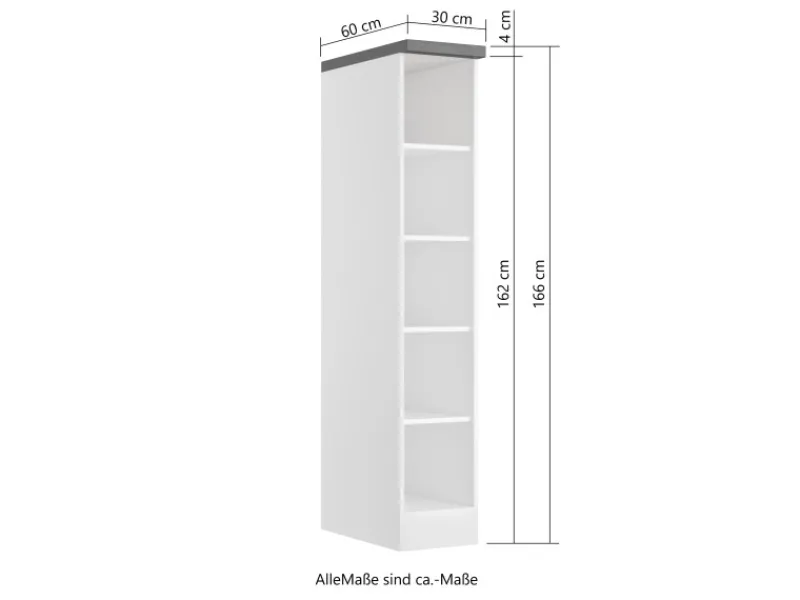 Best Held Möbel Held Küchen Offenes Regal Gera 30 cm Weiß/Beton