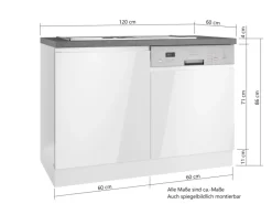 Sale Held Möbel Held Küchen Spülenschrank Gera 120 cm Weiß/Wotan