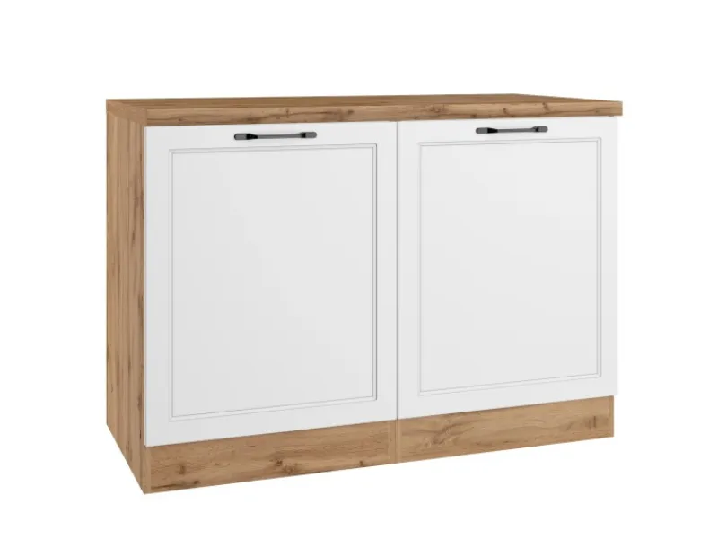 Best Held Möbel Held Küchen Spülenschrank Kempten 120 cm Weiß/Wotan 2 Türen